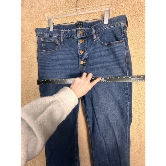 J Crew Mid Rise Flare Crop Jeans Dark Wash ButtonFly Women Sz 30 Preppy Wide Leg - Picture 9 of 13